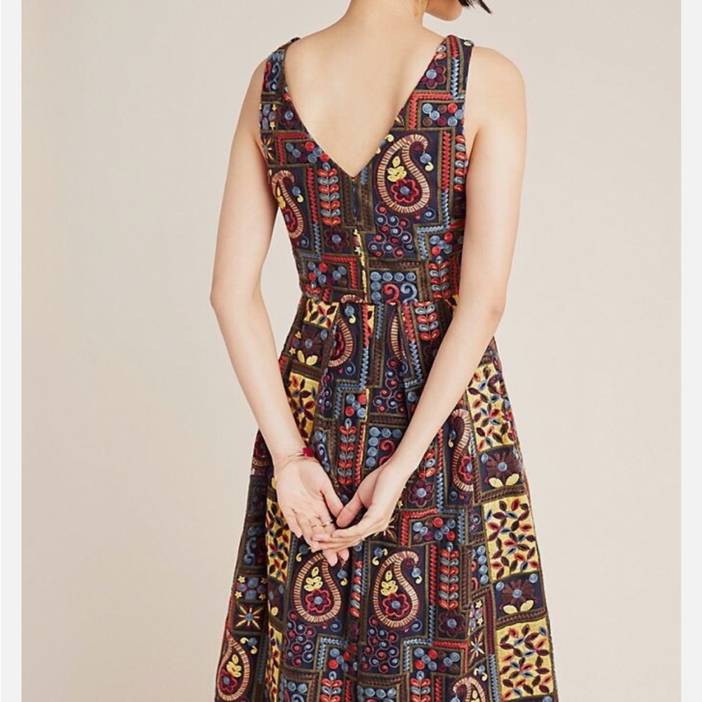 Eva Franco Anthropologie Charlotte Embroidered Fit & Flare Dress - Picture 10 of 12